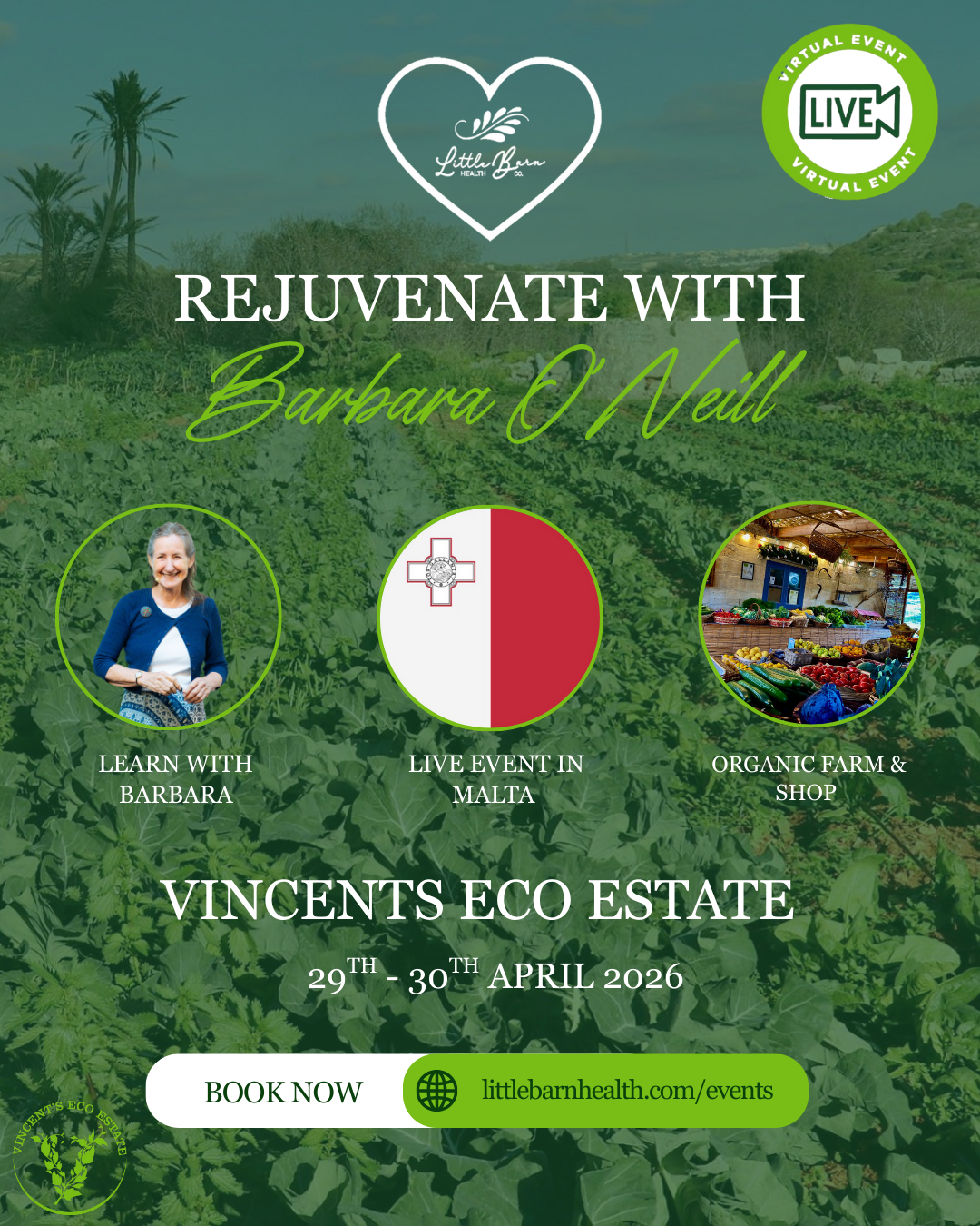 Rejuvenate with Barbara O'Neill in Malta - VIRTUAL