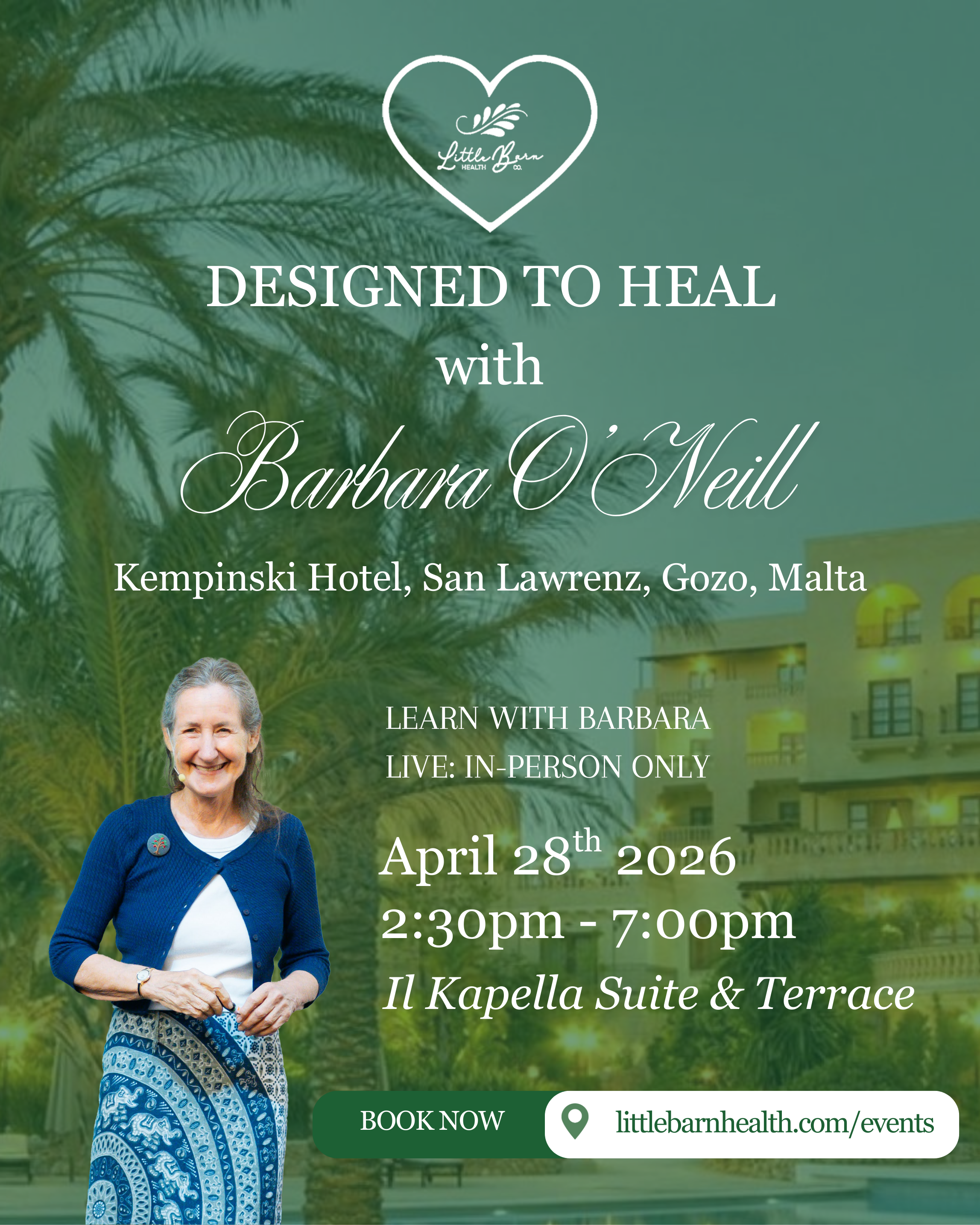 Designed to Heal with Barbara O'Neill in Gozo IN-PERSON